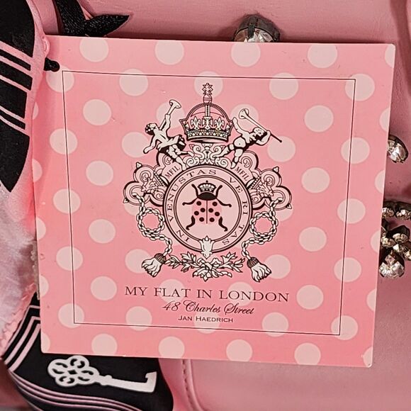 My Flat In London Pink Leather Satchel Bag with Crystal Chandelier NWT and Rare! - Picture 10 of 13